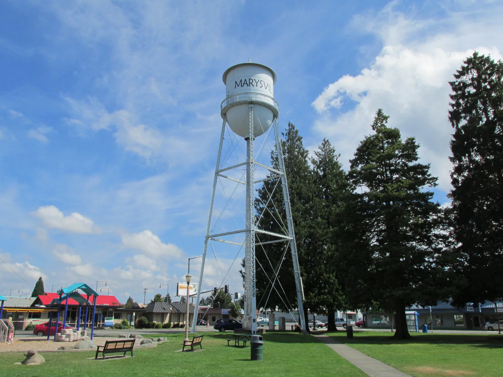 The historic water tower in Marysville, Washington.