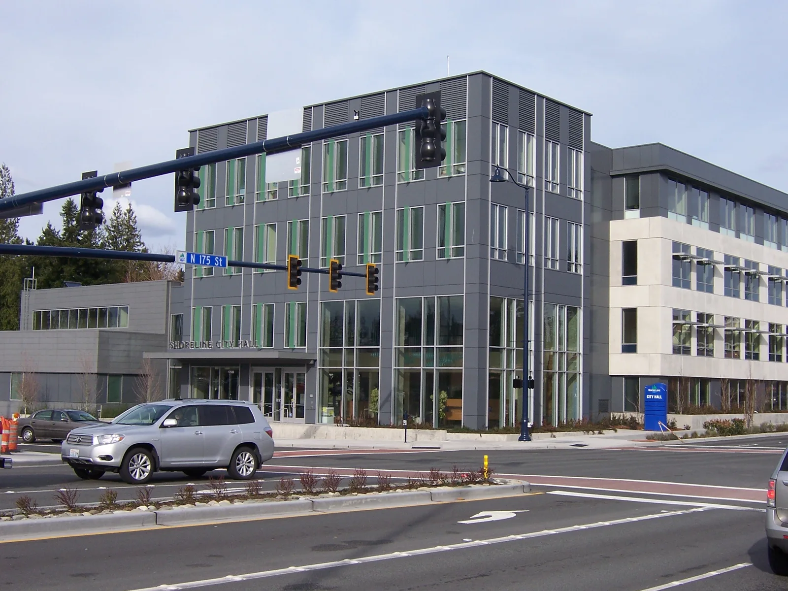 Shoreline City Hall at Midvale Avenue and North 175th Street in Shoreline, Washington.