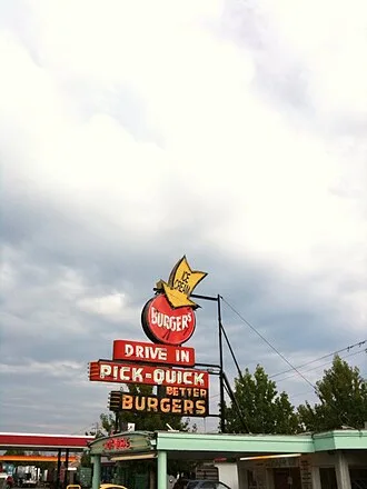 PICK-QUICK drive-in in Fife, Washington, photographed in 2009.