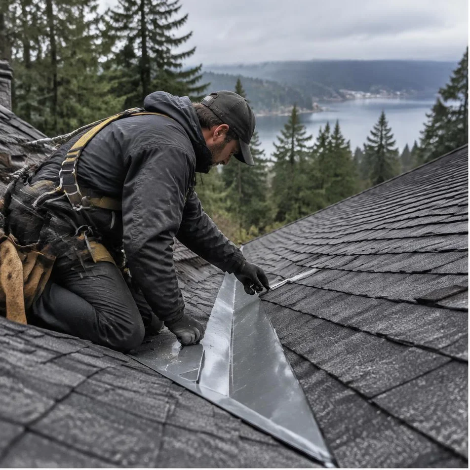 Illustrative service photograph of roof repair at a Somerset, Bellevue residential home.
