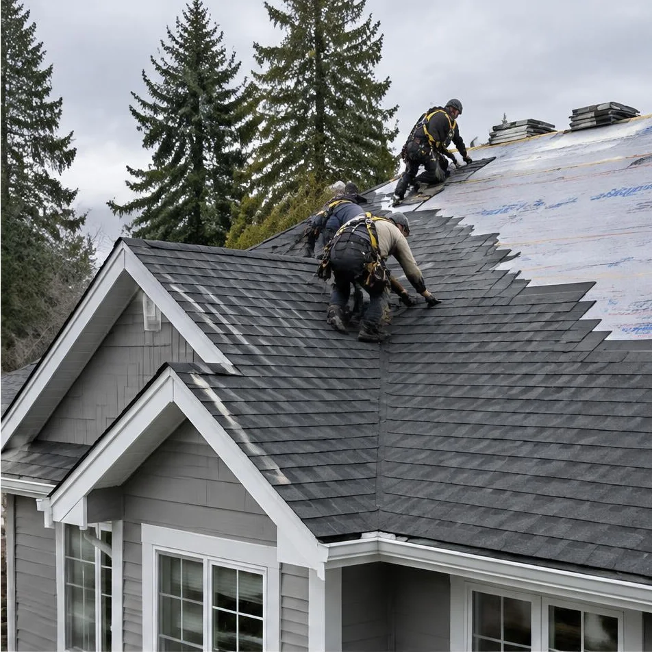 Illustrative service photograph of roof replacement at an Overlake, Redmond residential home.
